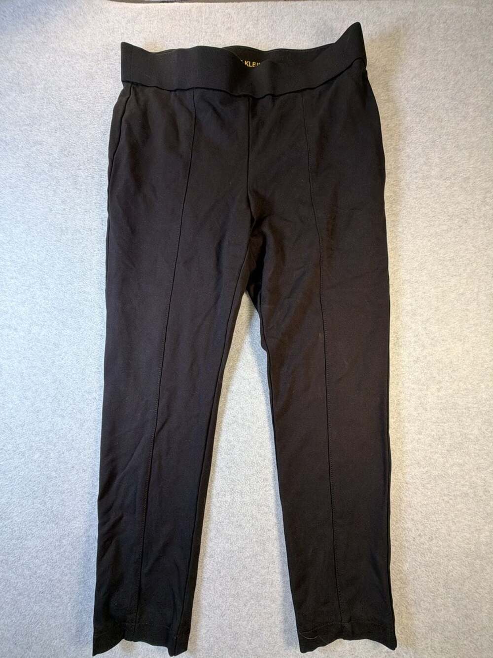 Anne Klein Black Pull-On Stretch Pants with Pintuck Detail Size L